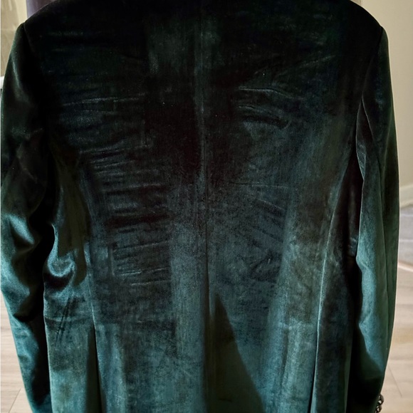 Emerald green Velvet Blazer single breasted formal Wedding Prom Christmas 40R - Picture 3 of 12